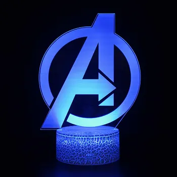 Marvel Avengers Figura 3D Acril Iluzie Lampa LED USB Stereoscopic Colorate Veioza Model de Jucării pentru Copiii Creativi Cadou de Crăciun