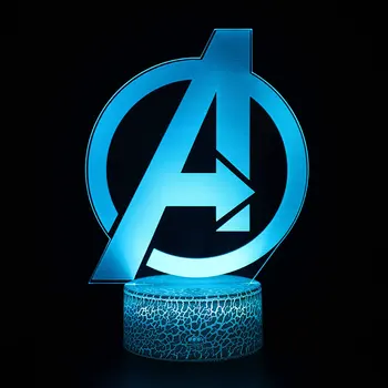 Marvel Avengers Figura 3D Acril Iluzie Lampa LED USB Stereoscopic Colorate Veioza Model de Jucării pentru Copiii Creativi Cadou de Crăciun