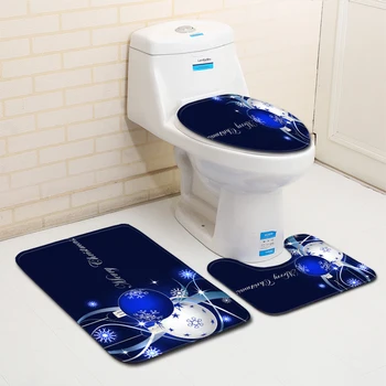 Capac Scaun de toaletă de Craciun Stil Covoare de Baie covor de Baie Set Îngroșa 3D Imprimate Baie Podea Covoare Toaletă Covoare WC Preș