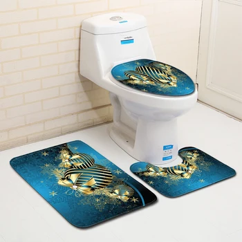 Capac Scaun de toaletă de Craciun Stil Covoare de Baie covor de Baie Set Îngroșa 3D Imprimate Baie Podea Covoare Toaletă Covoare WC Preș