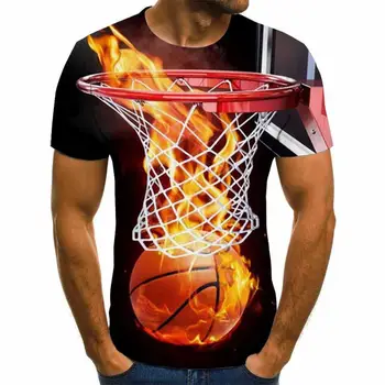 New Sosire 3d Amuzant Tricou de Vara Hipster Maneci Scurte Tee Topuri Bărbați/Femei flacără de Baschet T-Shirt pentru Barbati
