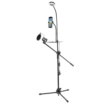 Multifuncțional Difuzare Gooseneck Suport de Telefon Mobil Suport Trepied cu Selfie Inel de Lumină/Microfon Stand Pop Filtru pentru Vlog