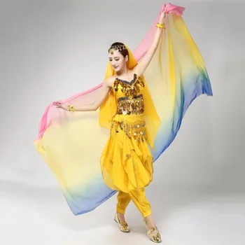 Gradient Voal Șal Fata Esarfa Femei Burtă Dans Bollywood Costum de Matase-ca Nou