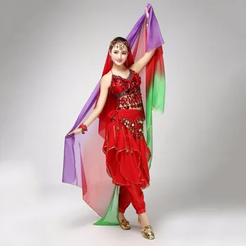 Gradient Voal Șal Fata Esarfa Femei Burtă Dans Bollywood Costum de Matase-ca Nou