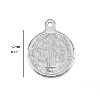 Din Oțel inoxidabil Saint Benedict Cruce Medalie de Farmec Pandantiv 1/2/3 Gaura de Metal San Benito Conector Farmec en-Gros 20buc