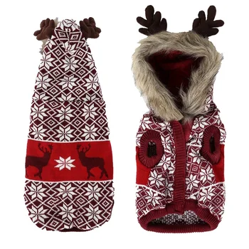 Crăciun elan de companie pulover Pisică câine Haine de Iarnă Catelus Tricotaje, Pulovere cu glugă haine de Anul nou pentru Mici Mijlocii Mari Câini