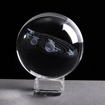 6CM Gravate cu Laser Sistem Solar Ball 3D Planete în Miniatură Model de Sferă, Glob de Sticlă Ornament Decor Acasă Cadou