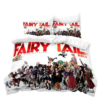 3D Imprimate Set de lenjerie de Pat Fairy Tail Anime Plapuma fata de Perna Set Lenjerie de Pat Textile de Casa Pentru Copii Mângâietor Seturi de lenjerie de Pat Queen