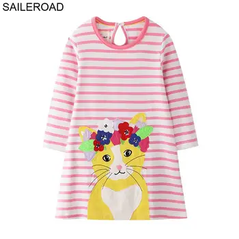 SAILEROAD Animal Pisica Fete Topuri cu Maneci Lungi Rochii Broderie Costum de Printesa pentru Copii Fata Partid Dress Unicorn Rochie Copii