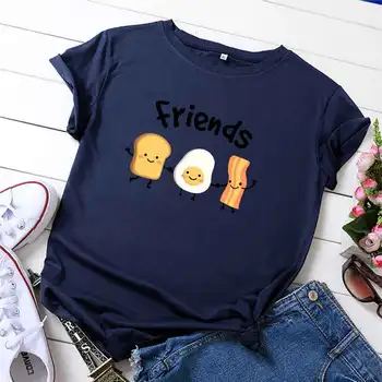 Prietenul Imprimat Bumbac cu mânecă Scurtă, Desene animate Femei T-shirt Casual Moale Femei T shirt Femei Plus Dimensiune Femme de Sus