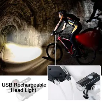 2 buc USB Reîncărcabilă de Biciclete Față de Lumină Stop Spate Combinație de 3 Modul Biciclete lampă de Siguranță Avertizează Casca Lanterne LED-uri
