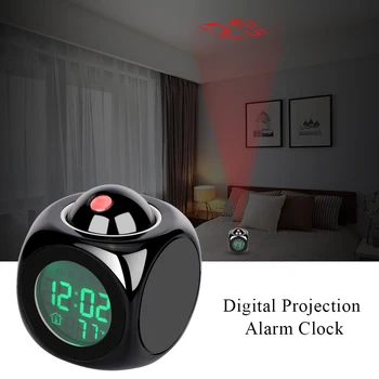 ABEDOE Multifuncțional Alarmă Ceas Digital de Proiecție Cub de LED-uri Ceas de Birou cu Ecran LCD cu lumina de Fundal de Sprijin Curentă Timp de Raport