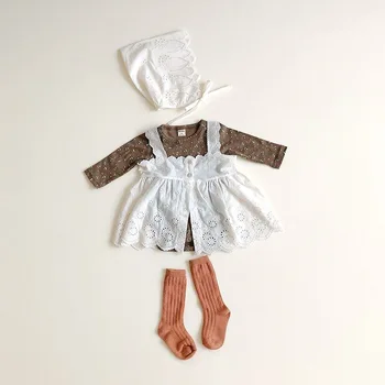 2020 Primăvară Copil Nou-Născut Fata Cu Haine Frumoase De Bumbac Bretele Si Maneci Lungi Florale Costume Copilul Nou-Născut Haine Onesie