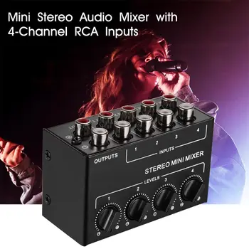 CX400 Mini Pasiv Stereo Mixer Rca 4 Canale, Mixer Pasiv Mic Mixer Mixer Stereo Dozator pentru Live Studio