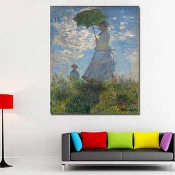ALTRUIST Femeie cu o Umbrelă de soare - Madame Monet și Fiul Ei de Claude Monet Clasic Pictura Arta, Printuri Pe Canvas de Perete Decor Acasă