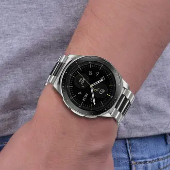 Premium din Oțel Inoxidabil Curea + Link Remover pentru Samsung Galaxy Watch 46mm de Viteze S3 Curea brățară Brățară de Argint Negru
