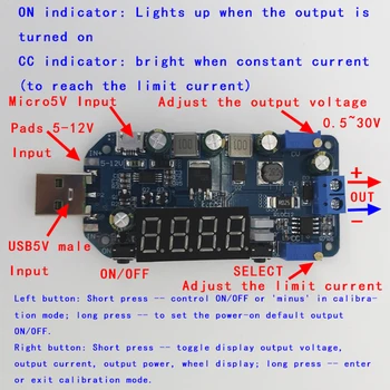 USB tensiune de conversie a Stimula Router de alimentare de 5V la 3.3V9V12V24V Tensiune și curent de afișare 15W viteza Ventilatorului Reglabila DC-DC