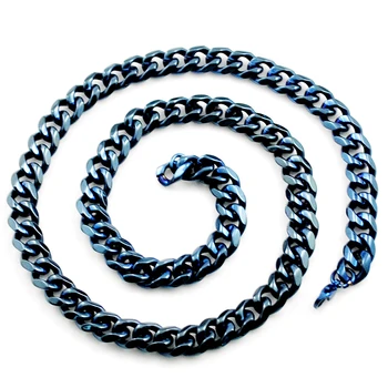 AMUMIU la Modă Albastru de Mare polonez din Oțel Inoxidabil Colier de Link-uri Lanț de Bărbați Bijuterii Clasic Rece Partid Cadouri HN035