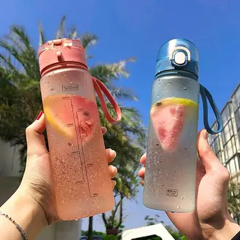 Plastic cana de apa de fete portabile mici proaspete și drop-dovada cu o singură mână portabil cupa portabil vara rezistente la căldură de lamaie cupa