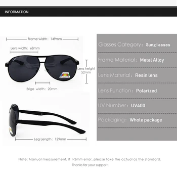 Mare Cadru ochelari de Soare Brand Bărbați polarizat de Conducere vintage moda de sex masculin Culoare Negru soare de Primăvară oglindă picior ochelari UV400 Noi