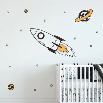 Rachete și Stele Autocolant de Perete Pentru Camera Copii Dormitor pentru Copii Murală Decalcomanii Auto-adeziv Decor Acasă Copii Babyroom Decor de Perete