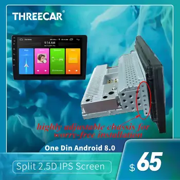 1 din Mașină Android 8.1 Player Multimedia Quad Core Split 2.5 D Ecran IPS de navigare GPS Wifi Bluetooth Audio stereo (1+16)