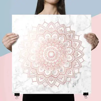 Roz Mandala Alb, Rose De Aur Printuri De Arta De Perete Panza Pictura Nordică Postere Si Printuri Poze De Perete Pentru Camera De Zi Decor Acasă