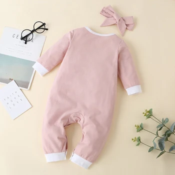 Dulce Și Drăguț Salopetă Tipărite Iepuras Roz Gât Rotund cu mâneci Lungi Salopeta 86cm Îmbrăcăminte pentru Copii 2020 Nou