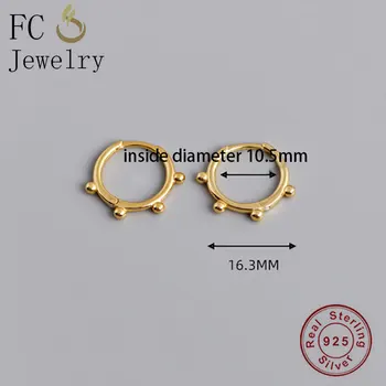 FC Bijuterii Argint 925 Simplu de Culoare de Aur Rotund Cerc în Formă de Clopot cu Margele Piercing Hoop Cercei Pentru Femei Geometrice Ureche 2020 NOU