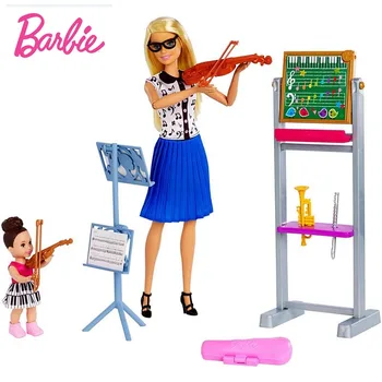 Jocuri Barbie originale Profesor de Muzică Papusa Muzica Playset cu Student Păpușă Mică și 4 Instrumente Fete Jucarii Cadou Cariera-Tematice Jucărie
