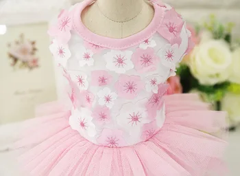Stil nou de Primăvară de toamnă animale de companie printesa rochie de dantelă caine mic îmbracă în haine de câine nunta haine de câine cățeluș haine roz ZL84