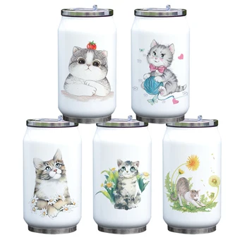 Personalizabil Cola Pot Sticla de Apa cu Cat Design Tipărite din Oțel Inoxidabil Vid Sticla Izolate Termos Cadou Balon
