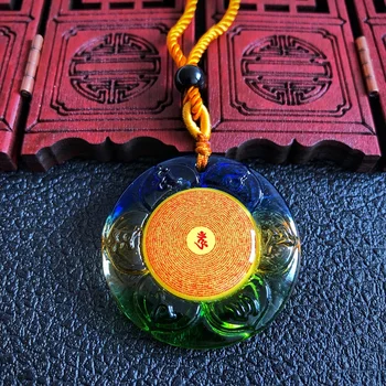 Greco-Budist buzunar de călătorie eficace de bun augur Budist Amuleta Exorciza spiritele rele Shurangama Mantra Cristal Pandantiv