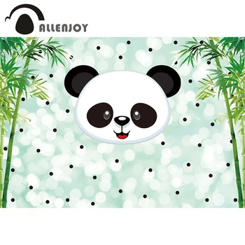 Allenjoy De Fundal De Nastere Copii Panda Bambus Bokeh Halo Baby Shower Puncte De Fotografie De Fundal Studio Foto Studio Foto Tesatura