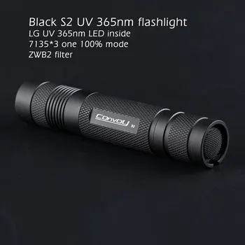Convoiul S2 UV 365nm Lanterna LED-uri ,NichiaUV 365nm LED interior,OP reflector,agent Fluorescent detectarea de Baterie 18650