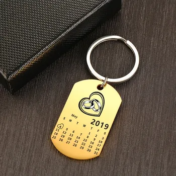 Vnox Calendar Personalizat Cheie Lanț Data Dragoste Cadouri pentru Iubitorii de Promisiunea din Oțel Inoxidabil de Suveniruri ID-ul Tag-ul Personalizat de Bijuterii