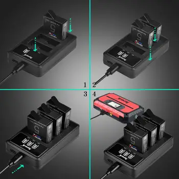 4pc 1680mAh baterie pentru Gopro Hero 8 7 6/5 baterie pentru GoPro Hero7 6 5 Camere+LED 3slots Incarcator USB