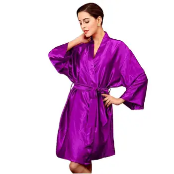 Elegant Aur Femei Faux Kimono De Mătase Halat De Baie Rochie Cămașă De Noapte Culoare Solidă Haină De Nuntă Sleepwear Sleepshirts O Mărime Y8850