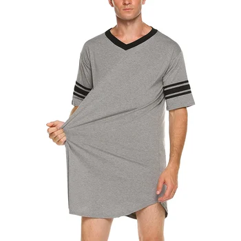 Barbati din Bumbac cămașă de Noapte de Somn Topuri Short Sleeve V-neck Moale Liber Pijamale Pijamale Casual Homewear de Vară de sex Masculin Cămașă de noapte Nouă