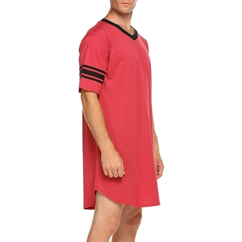 Barbati din Bumbac cămașă de Noapte de Somn Topuri Short Sleeve V-neck Moale Liber Pijamale Pijamale Casual Homewear de Vară de sex Masculin Cămașă de noapte Nouă