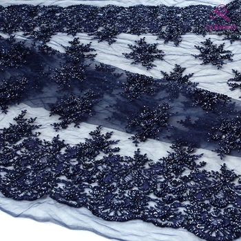 La Belleza 1yard grele handmade cu margele dantelă fabricroyal albastru /vin/ivory/gri rochie de mireasa dantela tesatura 49