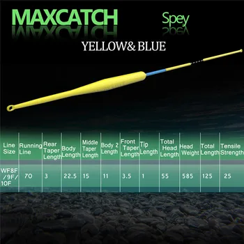 Maximumcatch Plutitoare Zbura de Pescuit Linia 7-10wt 125FT Culoare Albastru/Galben Cu 2 Bucla Sudate Greutatea Înainte Spey Linia Zbura