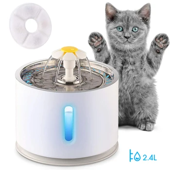 2.4 L Automată Fantana Pisica Pet de Apă Potabilă Dozator Electric cu LED Caine Fantana Pisica Alimentator Bea Filtru USB Alimentat