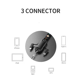 3 În 1 Cablu USB Curea de Tip C Încărcător Cablu de Desene animate Imprimate Telefon Mobil de Încărcare Rapidă de Sârmă Poliester Micro Cablu de Încărcare
