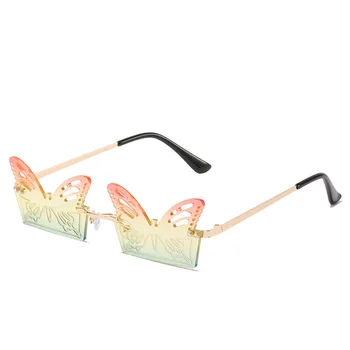 Moda unic fără ramă Fluture Model de ochelari de Soare Femei Designer de Lux Ochelari de Soare Pentru Femei Tendință Fara rama Ochelari UV400