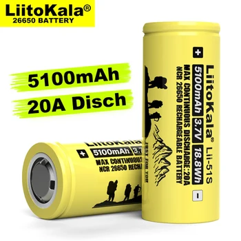 Autentic /Original 2020 Liitokala Lii-51S 26650 baterie 20A baterie reîncărcabilă litiu 3.7V18.8Wh5100mA potrivit pentru lanterna