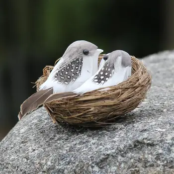 8pcs/Set Decorare Paște Artificiale Cuib de Pasăre, Pasăre de Ornament Model Cuib Ou de Pasăre Set (2 buc Cuib de Pasăre 4buc Păsări 2 buc Ouă de Păsări)
