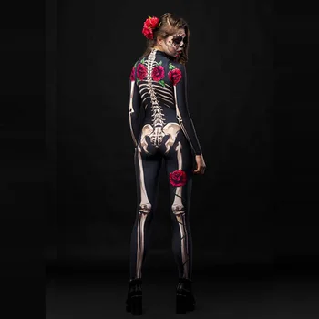 Femei Sexy Fata de Halloween Schelet Crescut Înfricoșător Cosplay Salopeta Diavolul Fantomă Salopeta Petrecere Carnaval de Performanță de Imprimare 3D Body