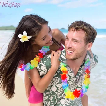 FENGRISE 50pcs Hawaiian Luau ghirlande de Flori Artificiale Flori Ghirlanda Colier Fantezie Rochie de Nunta de Decorare Petrecere de Aniversare Fericită