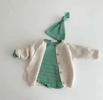 Nou-Născut Pulover Cardigan Copii Tricotate Haine Pentru Sugari, Copii Băieți Fete Tricotaje 3 Culori Pulovere Pentru Copii 2021 Primăvară Nouă Arrivel